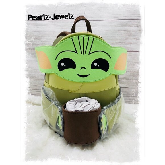 Loungefly Star Wars Mandalorian Yoda The Child Cup Figural Mini Backpack NWT